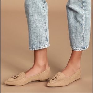 NIB Lulu’s Ellya Taupe Suede Pointed-Toe Loafers